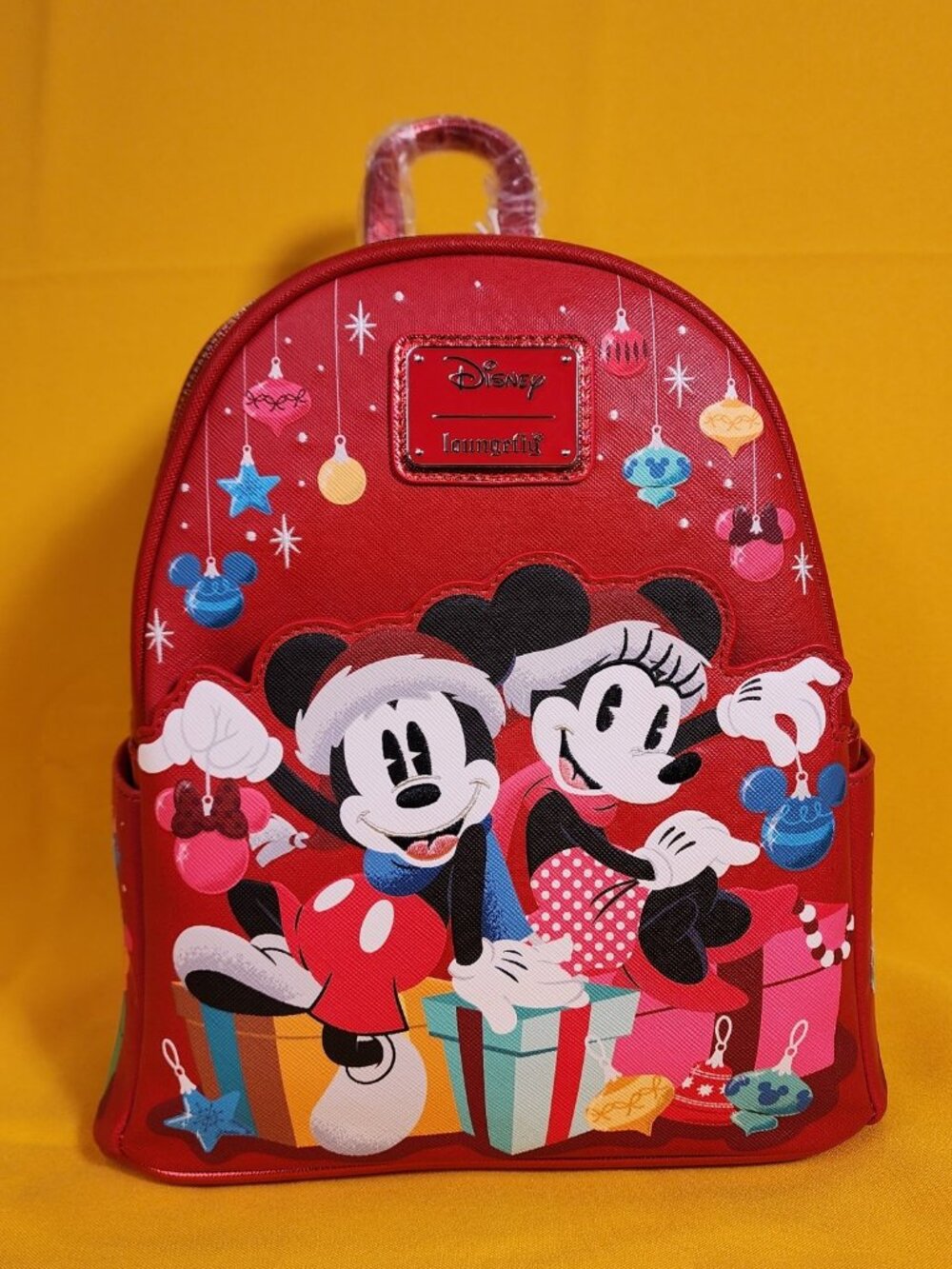 Loungefly Disney Mickey & Minnie Christmas Holiday Ornaments Mini Backpack NEW